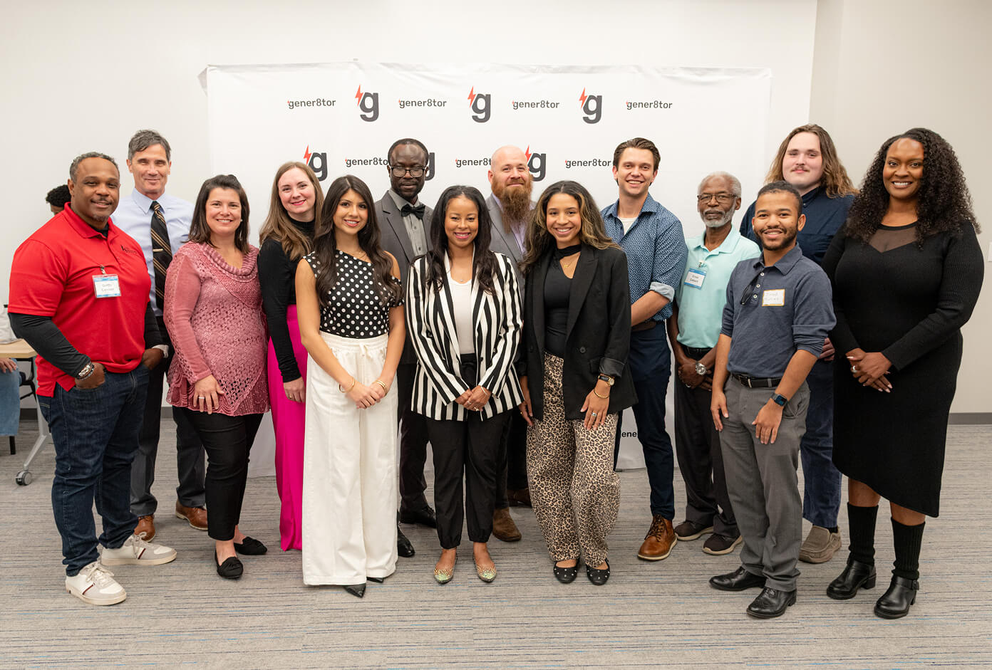 gener8tor Spark staff and cohort participants smiling together for a group photo
