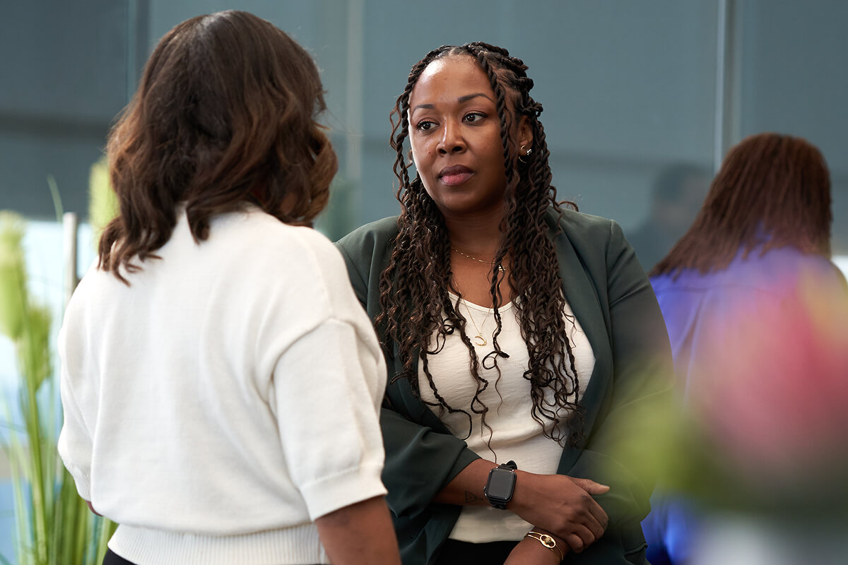 Two women in conversation at a gener8tor Wisconsin program